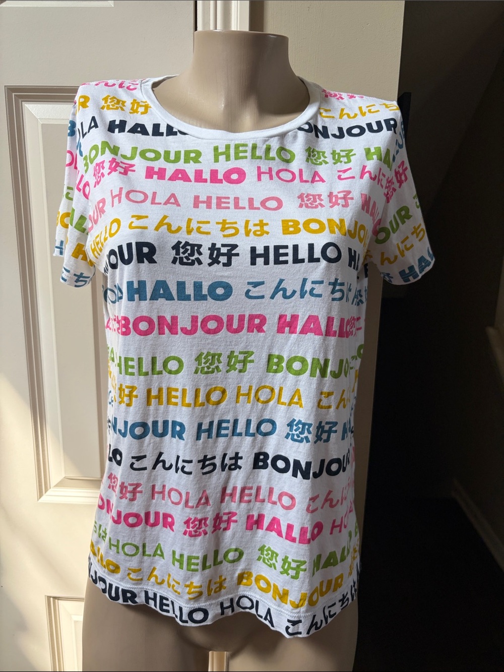 kate spade Multicolor 'Hello' Language Print Short Sleeve Tee, med